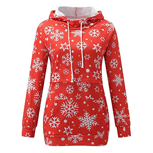 Bonding Top Baby Ropa de Maternidad Larga Lactancia Navidad Sudadera con Capucha Tops Mangas Mujeres con Bolsillos Blusa de Maternidad Blusa Dibujos Animados, rojo, S