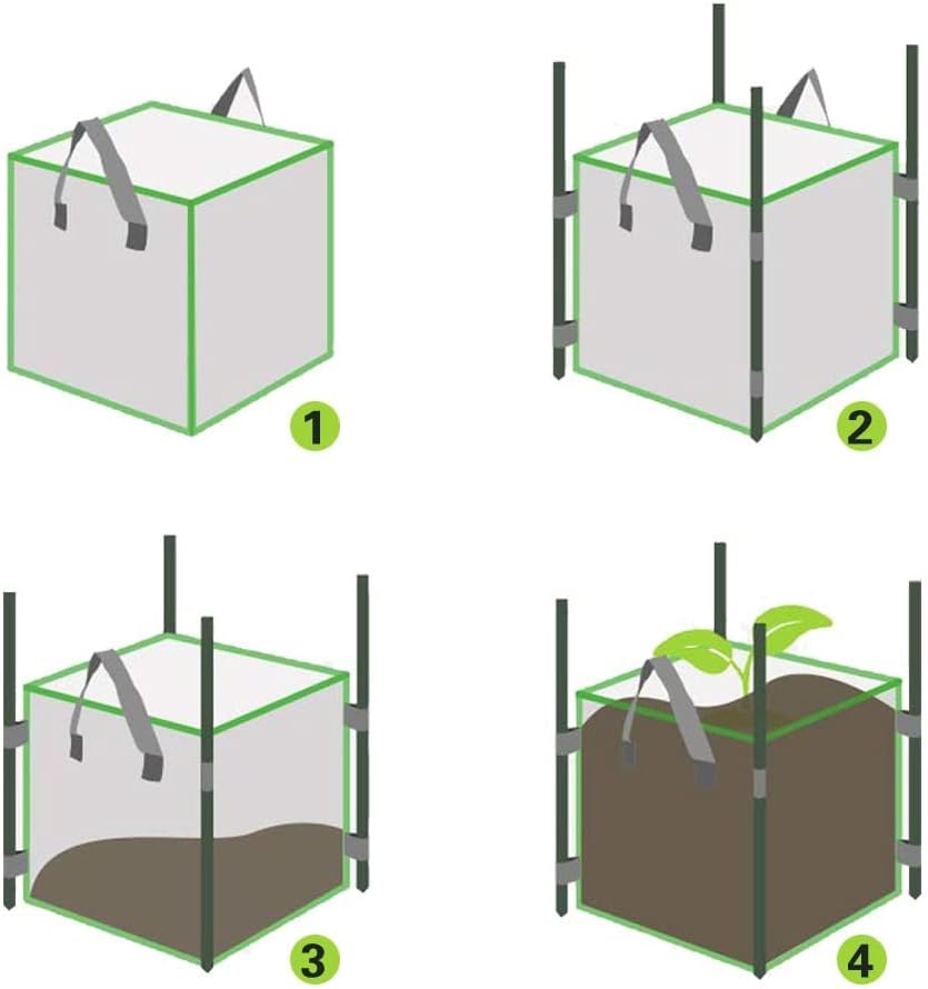 Square Potato Grow Bag Nursery Tomato Plant DIY Potato Planting Bucket Felt Grow Flower Fabric Grow Pot Non-Woven Seedling Bag (Size : 7 gallons) (3 gallons)