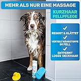 BluePet Badebürste Gummistriegel Für Kurzhaar Hunde & Katzen mit Massageeffekt I Entfernt loses Deckhaar, Staub & Schmutz I Idealer Badestriegel zum Einmassieren von Hundeshampoo