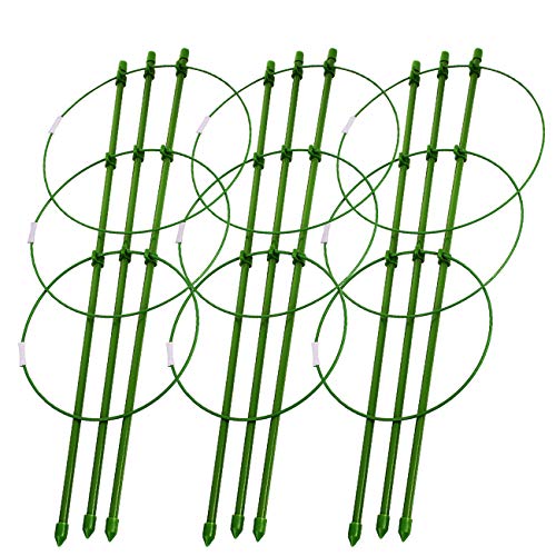 Sunnyglade Plant Support Cages 18 Inches Plant Cages with 3 Adjustable Rings, Pack