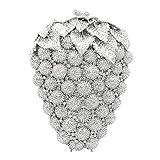 Picture of DEBIMY Hollow Carved Grape Rhinestone Evening Clutch Women Luxury Crystal Handbags Purses for Party and Wedding, Silver