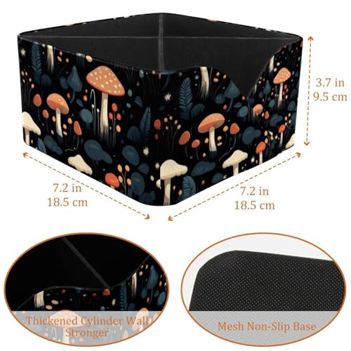 Boîte de rangement de bureau avec compartiments stylos au motif champignon noir chic