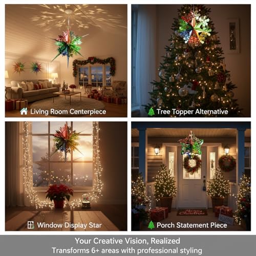 DAQUN 3 Pcs 15 Inch Christmas Ceiling Decorations, Foil Ceiling Christmas Decorations Set - Multicolor Hanging Kit for Home Party, Easy to Install Indoor/Outdoor Xmas Decor - Image 5