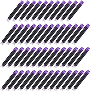 NUOBESTY 50pcs Fountain Pen Ink Cartridges Refill Ink Cartridges Purple