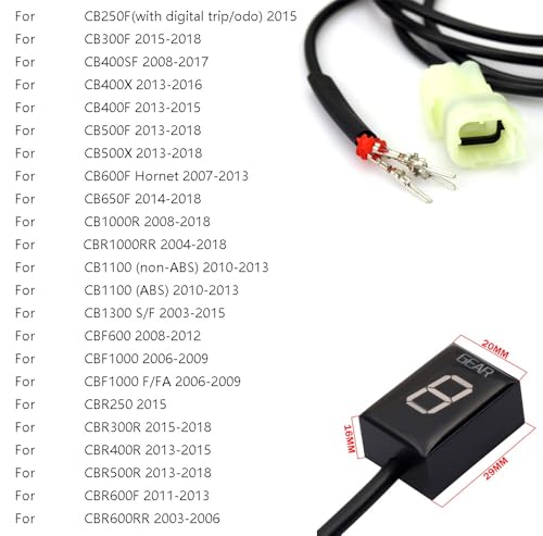 MOQIAOSEIKO Motorrad Ganganzeige Speed Gear Digitalanzeige Kompatibel mit Honda NC700 XL CTX700 CB1100 VT400 CB400SF CBR650F CB650F Motorrad 1-6 Ebene Ecu Plug montieren Geschwindigkeit