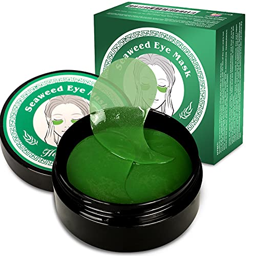 Under Eye Patches(Upgraded), Under eye gel patches 60 PCS Green Seaweed Eye Masks for Dark Circles and Puffiness, Collagen Hyaluronic Acid Under Eye Patches Supplement Vitamin Eye Masks for Anti-Wrinkle Anti-Aging Moisturizing Eye Treatment Gel Pads 
