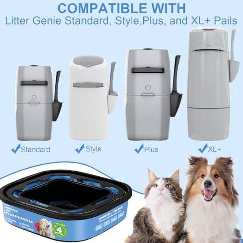 Image of Genie Refill Bags for Cat Dog 2 Pack - Total 56FT Lasts Up to 8 Months - 2026 New Superior Odor Control for Dog Poop Cat Litter Bags - Pet Waste Refill Bags Fits Pet Genie and Litter Genie Pails