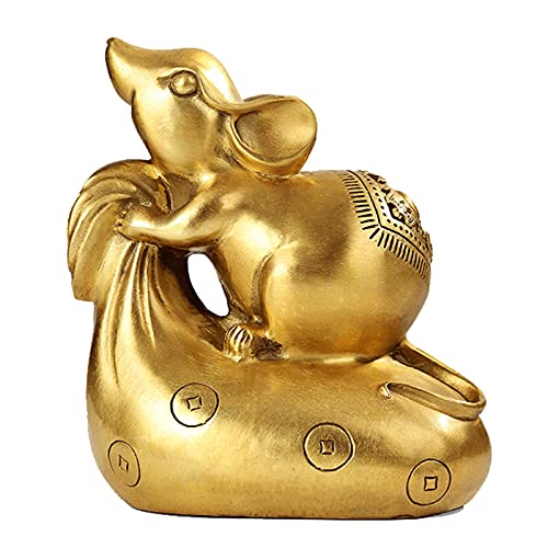 Statue de Rat du Zodiaque en Laiton Sculptée Main Ornement Maison Bureau