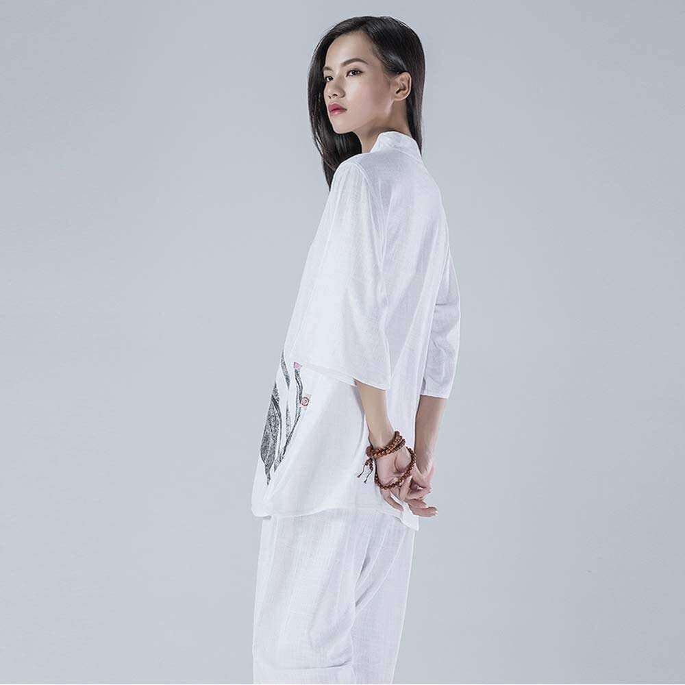 Set di Uniformi Tai Chi per Quattro Stagioni, Tuta per Arti Marziali Tuta da Donna per Tai Chi Uniforme per Arti Marziali Abbigliamento Kung Fu Cinese Vestiti Wing Chun in Cotone, Tuta da Yoga per