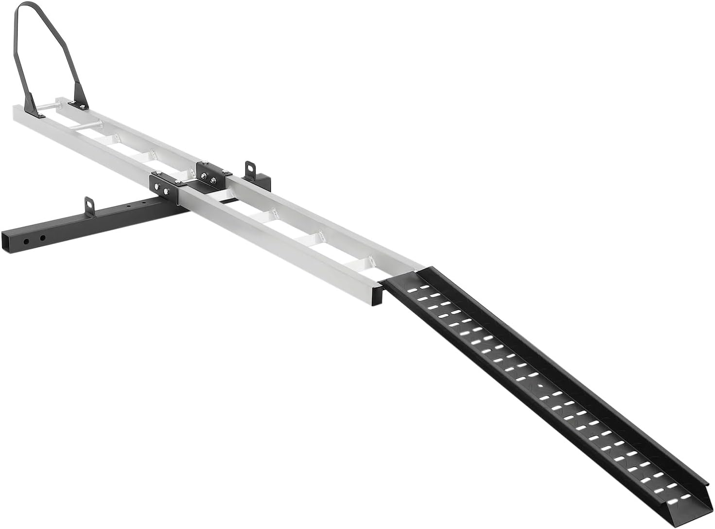 Aluminum Motorcycle Hitch Carrier 400Lbs, Dirt Bike Trailer with Loading Ramp & Straps, Fits 4" Wide Tires, Ideal for Car Shows & 4S Stores - Heavy-Duty Transport Solution