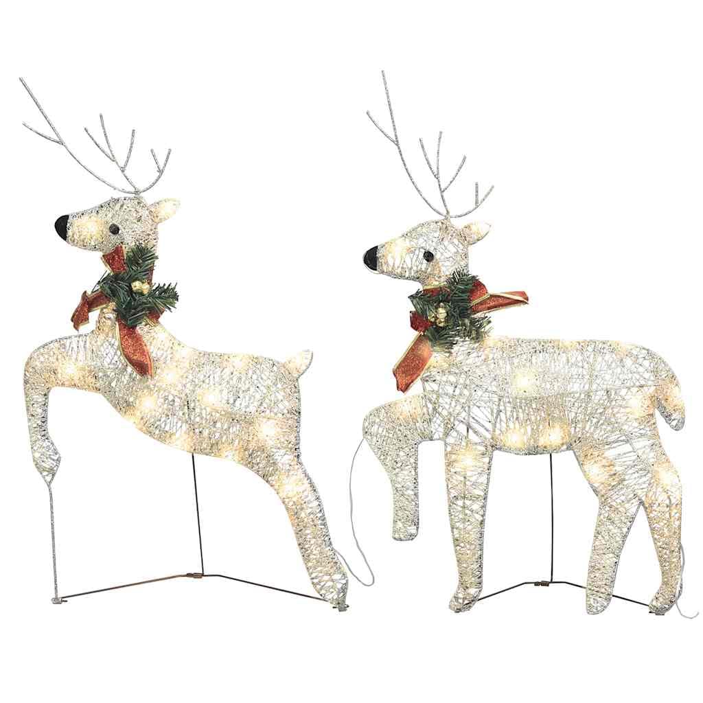 2er Set Weihnachtsrentier Deko, Goldene LED Rentier Figuren für Innen und Außen, 40 Warmweiße LEDs, 8 Leuchtmodi, Dekorative Weihnachtsbeleuchtung für Garten und Wohnzimmer