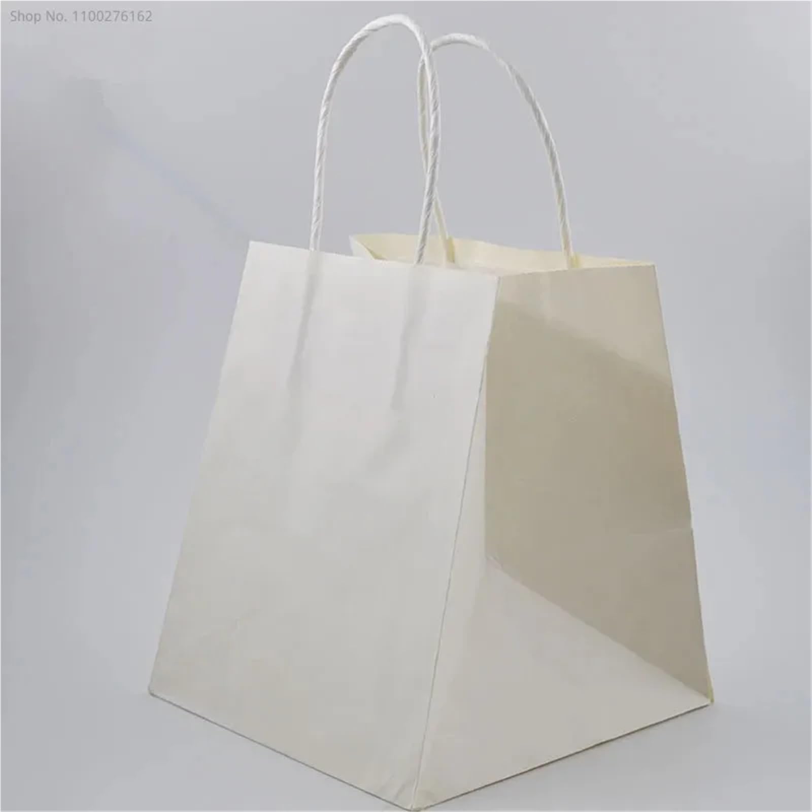 Sacchetti Carta Kraft 30 pezzi 150 * 150 * 170 mm bianco/naturale carta kraft sacchetto quadrato fondo largo for imballaggio da asporto cibo di for con maniglia(Color1)