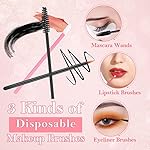 Disposable Makeup Applicators Kit with Triangle Puff Mixing Palette, Artist Supplies Disposable Mascara Wands, Lip Brushes, Hair Clips Powder Puffs for Face with Storage Box - Image 5
