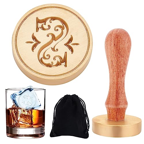CRASPIRE Ice Stamp Initials Ice Stamps Letter S Ice Cube Stamp Personalized with Removable Brass Head and Wood Handle Ice Branding Stamp for Cocktail Mojito Bar Drinks