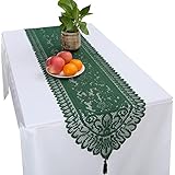 Mantel de encaje hueco: este camino de mesa boho hueco hecho de encaje de alta calidad. Es suave, elástico, no se arruga y duradero en uso. La textura es ligera y transparente, combinada con el estampado floral vintage monocolor, puede brindarle una experiencia visual elegante.