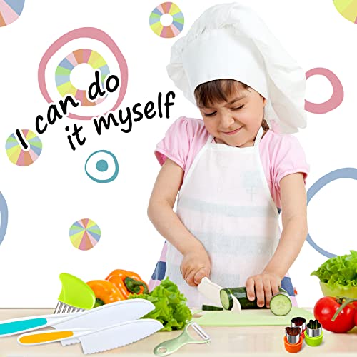 Taorish 9 Pcs Kids Kitchen Knife Set, Kids Knives For Real Cooking With Cutting Board, Y Peeler, Crinkle Cutter, Sandwich Cutter, Serrated Edges Plastic Toddler Knife For Real Cutting Kid Safe Knives #TOP4