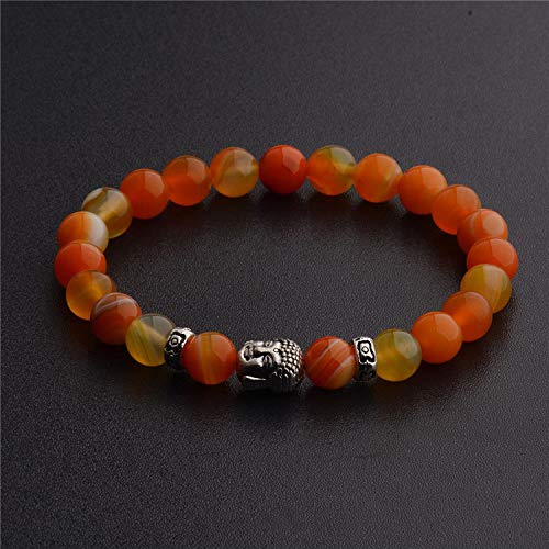 Bracelet en pierre naturelle orange élastique couple personnalisé