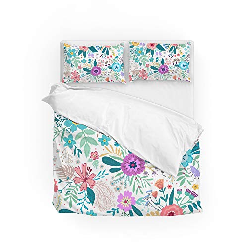 Parure de lit fleurs grand teint housse de couette polyester infroissable lit simple - 2