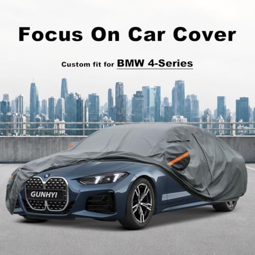 Image of GUNHYI Premium Car Cover Custom Fit BMW 4-Series, 16 Layers Heavy Duty Car Cover Waterproof All Weather with Zipper Door for Sun Rain Snow Dust Uv Protection