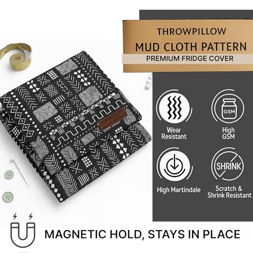 Image of French Door Side By Side Fridge Top Cover >400L | Big Size Dustproof 450GSM Refrigerator Cover Mat|Fits Haier, Samsung Side by Side Fridge|Mud Cloth Print | Washable Fridge Top Cover by THROWPILLOW.IN