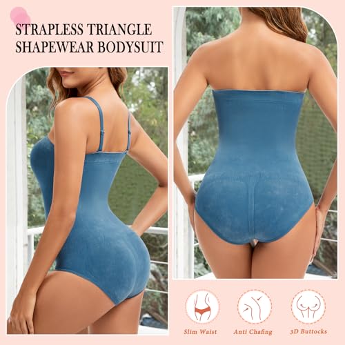 Image of Strapless Shapewear for Women,Tummy Control Bodysuit With Built In Bra,Seamless Body Shaper Tube Top Body Suit