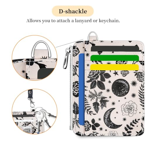 Image of Hancynir Goth Moon Floral Wallet Women Credit Card Holder, Wristlet RFID