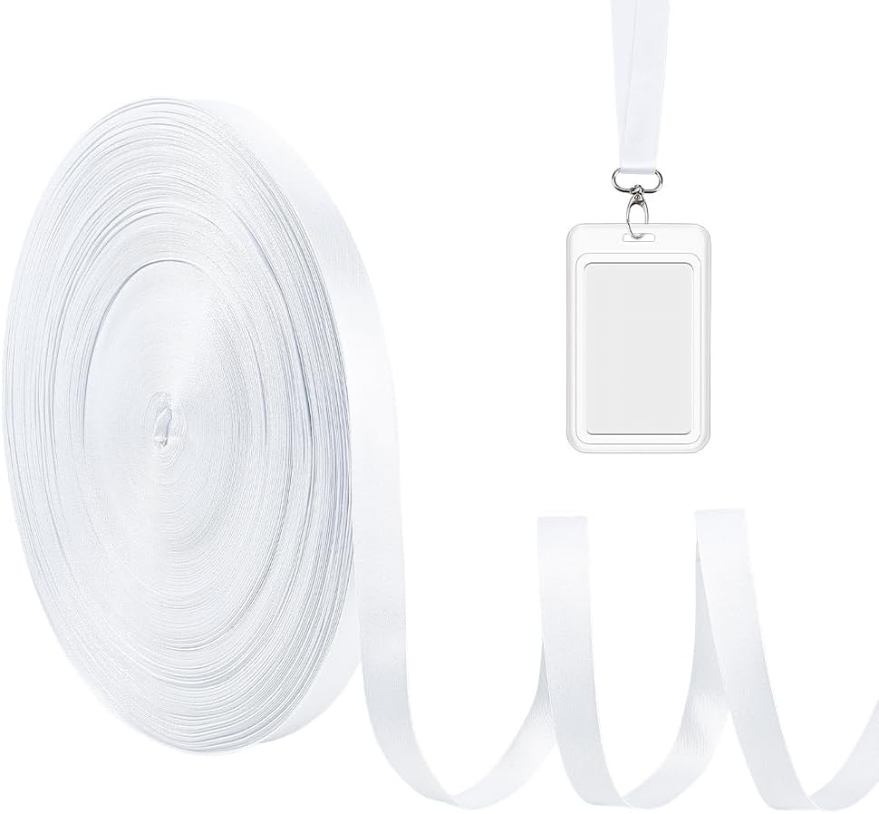 NBEDAS 358 ft White Polyester Sublimation Webbing, Heat Transfer Printable Blank Strap Roll for Lanyards ID Badges, Sewing DIY Craft Projects, 25mm