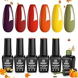 Beetles Gel Nail Polish Set- 6 Colors Yellow Orange Gel Nail Polish Kit Autumn Fall Winter Soak Off UV Nail Lamp LED Cured, 7.3ml Each Bottle for Nail Art