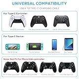 MENEEA Charger Charging Cable for PS5 Controller,for Xbox Series X,for Xbox Series S,for Nintendo Switch Controller,2 Pack 10FT Replacement USB C Cord Nylon Braided Type-C Ports Accessories Kit,Black - Image 3