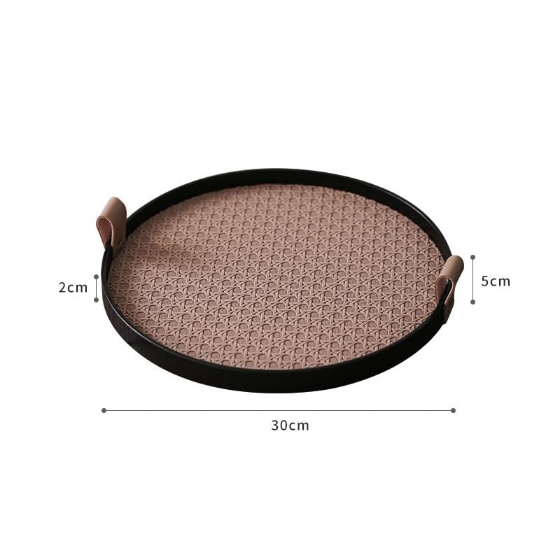 Bandejas Servir Comida Bandeja Redonda, Bandeja de té for Tazas Agua, Juego, joyería for aromaterapia, Almacenamiento Adornos Mesa Cama | A