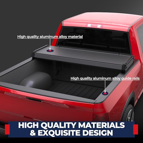 Image of MOSTPLUS Hard Tri-FOLD Truck Bed Tonneau Cover Compatible for 2002-2025 Dodge Ram 1500 Inclu. Classic & New Body /2003-2023 Ram 2500 3500 Fleetside (w /o Ram Box) (6.5 FT Bed) On Top-76.3 Inch