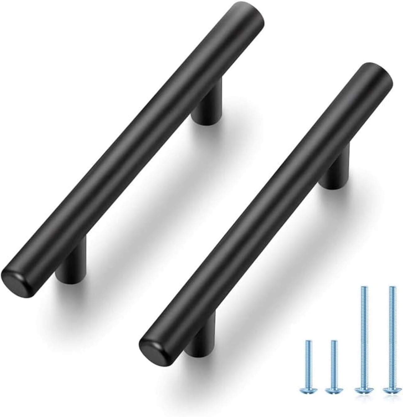 JOY DECOR 30 Pack 5 Inch Cabinet Pulls Kitchen Cabinet Handles with 3 Inch Hole Center Matte Black Cabinet Hardware Stainless Steel Kitchen Drawer Pulls for Cabinets Cupboard, 76mm Hole Centers