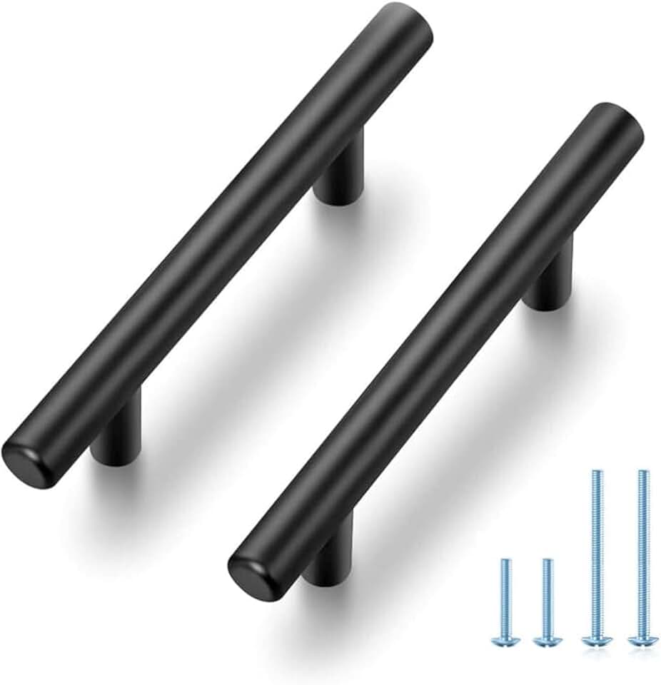 JOY DECOR 30 Pack 5 Inch Cabinet Pulls Kitchen Cabinet Handles with 3 Inch Hole Center Matte Black Cabinet Hardware Stainless Stee