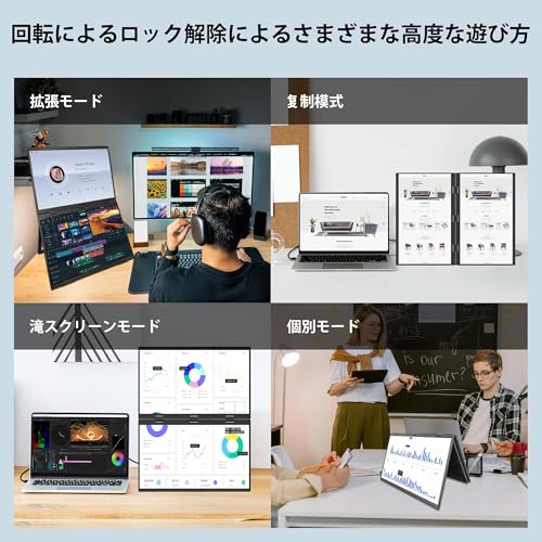 undefined Scnsuptpデュアルモニター、18.5" ポータブルモニター、1920*1080解像度と防眩スクリーン、コンパクトで携帯性があり、ビジネスマン、学生、ゲームプレイヤー、高輝度400ニット、マットIPSパネル、72%ワイドカラー、スマートフォン/PC/Mac/PS5/4/3/Switch の商品画像 6