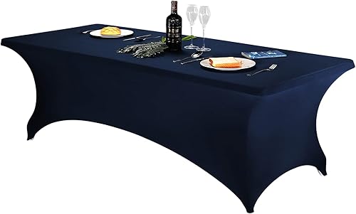 Miniatura 352 de FORLIFE Paquete de 6 manteles de elastano, de ajuste universal para mesas rectangulares de 6 pies, para patios, bodas, banquetes, fiestas