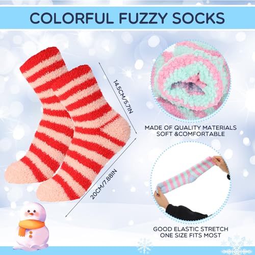 Image of Handepo 60 Pairs Women Fuzzy Socks Bulk Winter Warm Soft Fluffy Crew Sleeping Slipper Socks for Back to School Birthday Gifts