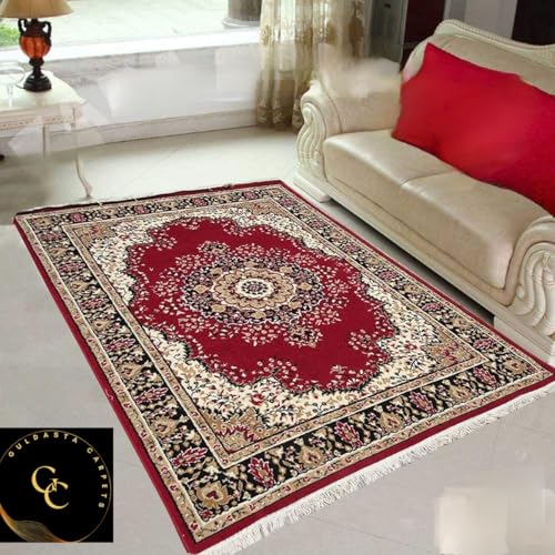 Image of GULDASTA BCF Carpet 7x10 Feet Super Soft Floral Multi Design Living Room Bedroom Area Rug Anti-Slip Red Black Silver Ivory