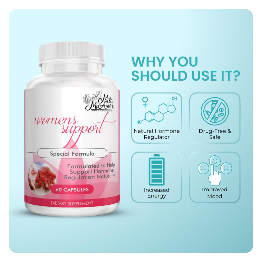 Mila Miamor Women's Support - Hormone Regulator with Natural Ingredients - Estrogen Support for Women — Supplement for Hormone Balance, Menopause & Antioxidant - Made in USA - 60 Capsules — Amazon image 2