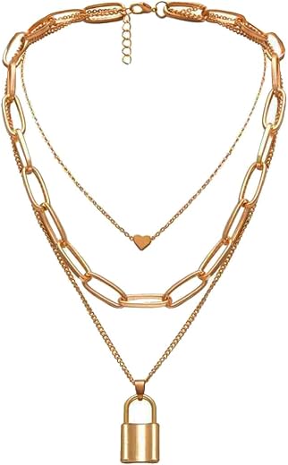 M Men Style Round and Flat Coin Three Layered Golden Satari Chain Gold-Plated Alloy Neckalce Chain For Womens