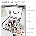 FRENESSA Portable Makeup Case Large Clear Crown Box Cosmetics Display Case Toiletry Organizer Box Transparent Acrylic Artists Train Case Travel Makeup Tools Storage for Vanity Counter Dresser Case