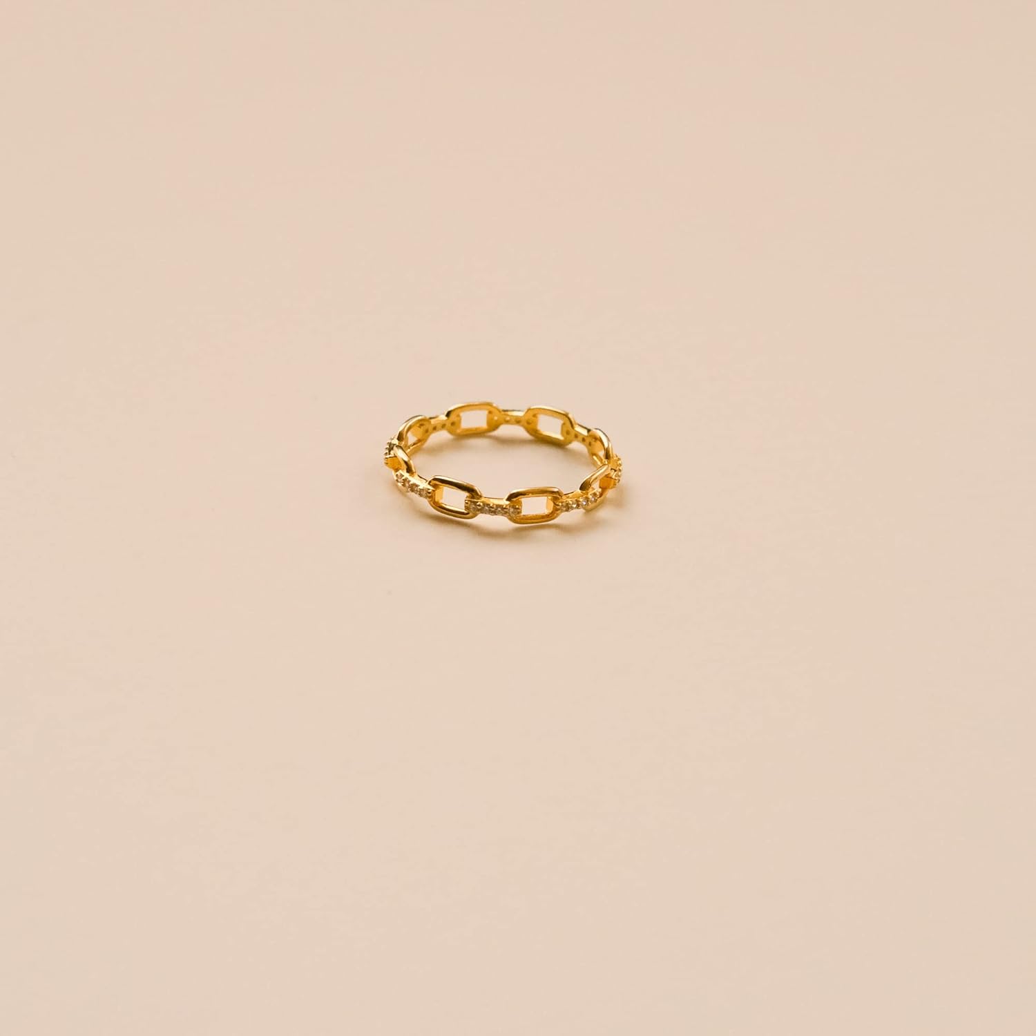 18K Gold Plated Chain Link Statement Ring - Image 7