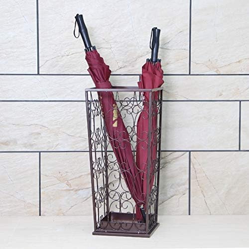 Wrought Iron Umbrella Stand Hotel Lobby Home Rain Gear Storage Rack Long Handle Umbrella Storage Bucket(Onecolor)