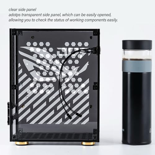 Gabinete Mini ITX con panel lateral transparente, capacidad de 4,3 L, refrigeración de 360°, carcasa pequeña de acrílico para placa base Mini ITX (negro), Denash7ftagrnigs-12 miniatura 3