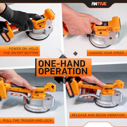 Image of Tile Vibration Tool Kit with Dual 20V Batteries - Cordless Tile Vibration Machine for Precise Tile Leveling and Installation | Dual Battery