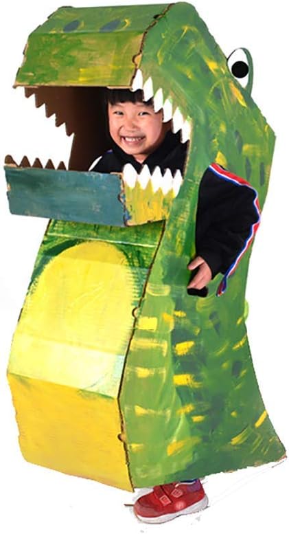 Desconocido Kids 68D Cartón Playhouse Casita Plegable Premium Corrugado Kit Niño Exterior Interior DIY Pintura Imaginación Juguete Dinosaurio Traje Juego de rol - Tyrannosaurus Rex