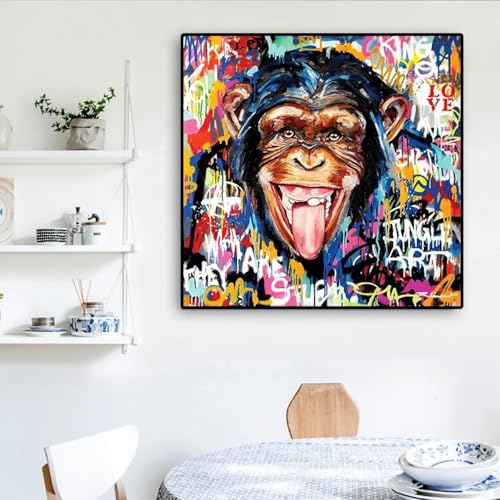 Tableau Singe Graffiti Street Art abstrait mignon pour mur de salon
