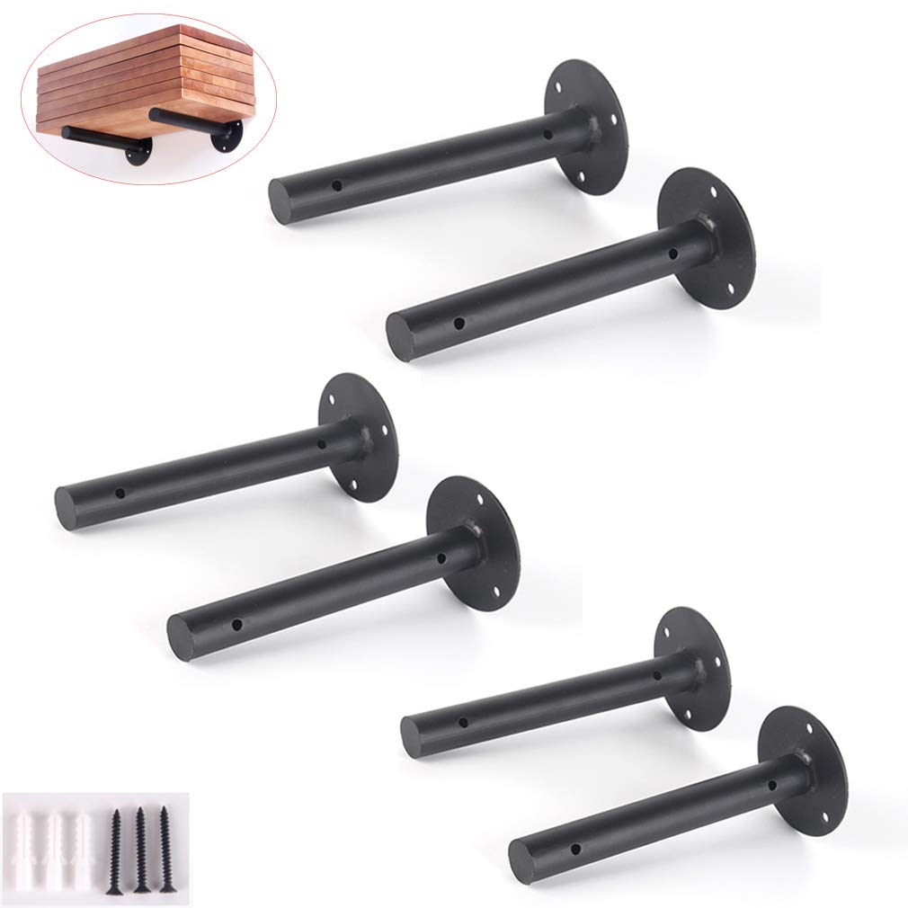 Scaffali Vintage Industriale Ferro Angolo Retto Tubo Tondo Staffe per Mensole,Triangolo Decorativo Scaffalature da Parete,Nascosto Supporto per Mensola Galleggiante (20cm/7.9in,6 pcs)