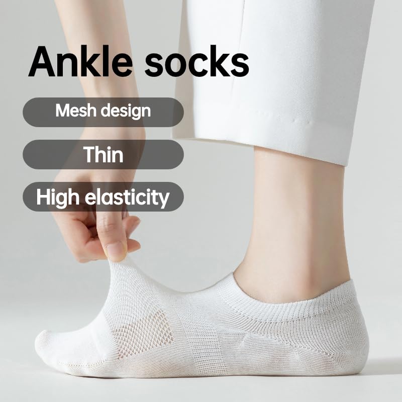 Jsimmotd 6 Pairs Unisex Cotton Ankle Socks,Mesh Breathable No Show Sock,Low Cut Sock For Casual,Athletic(Light brown)