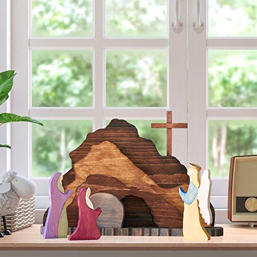 Easter Resurrection Scene - Spring Easter Risen Christ Figurine Decor, Easter Decorations for The Home, Easter Table Ornament, Easter Crafts, Table Centerpiece for Tabletop Montessori Wedding Gift
