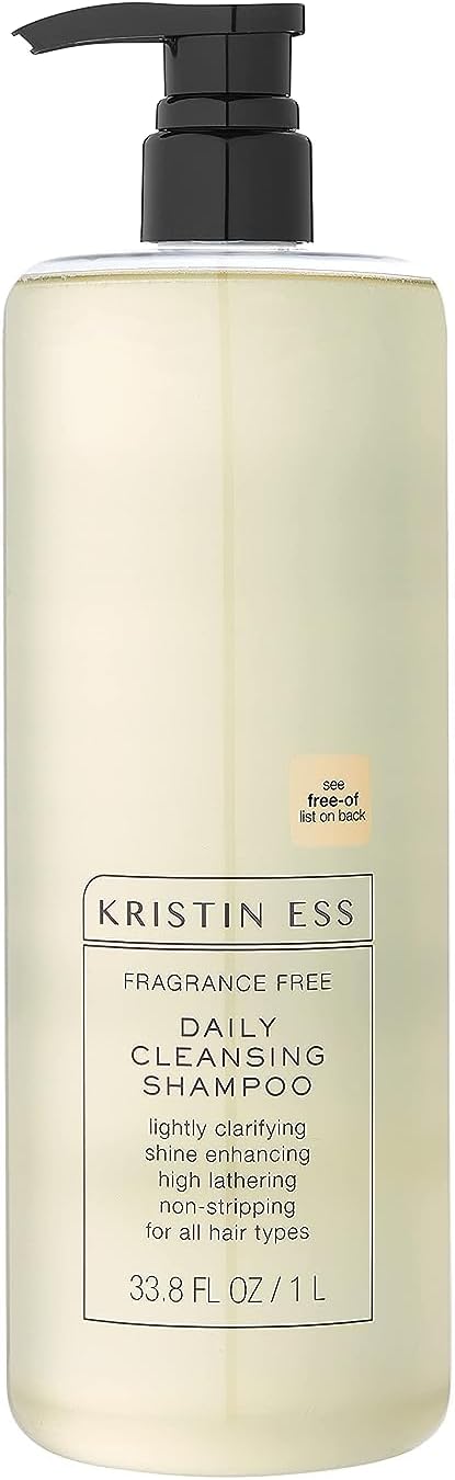 Kristin Ess Hair Fragrance Free Daily Cleansing Shampoo, Lightly Clarifying, Shine Enhancing, Vegan, Color + Keratin Safe, 33.8 fl oz